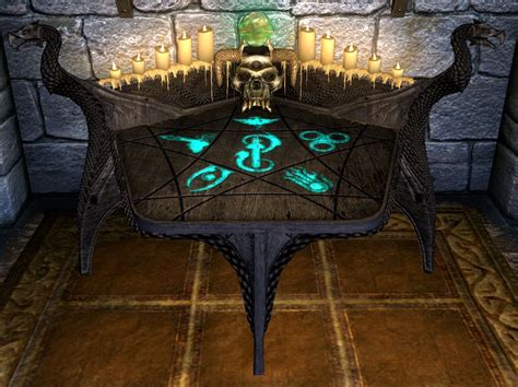 Crafting a ton of enchanted daggers and gold ring will level up you <b>Enchanting</b> skills as well as your Smithing skills, and it'll. . Skyrim enchanting table